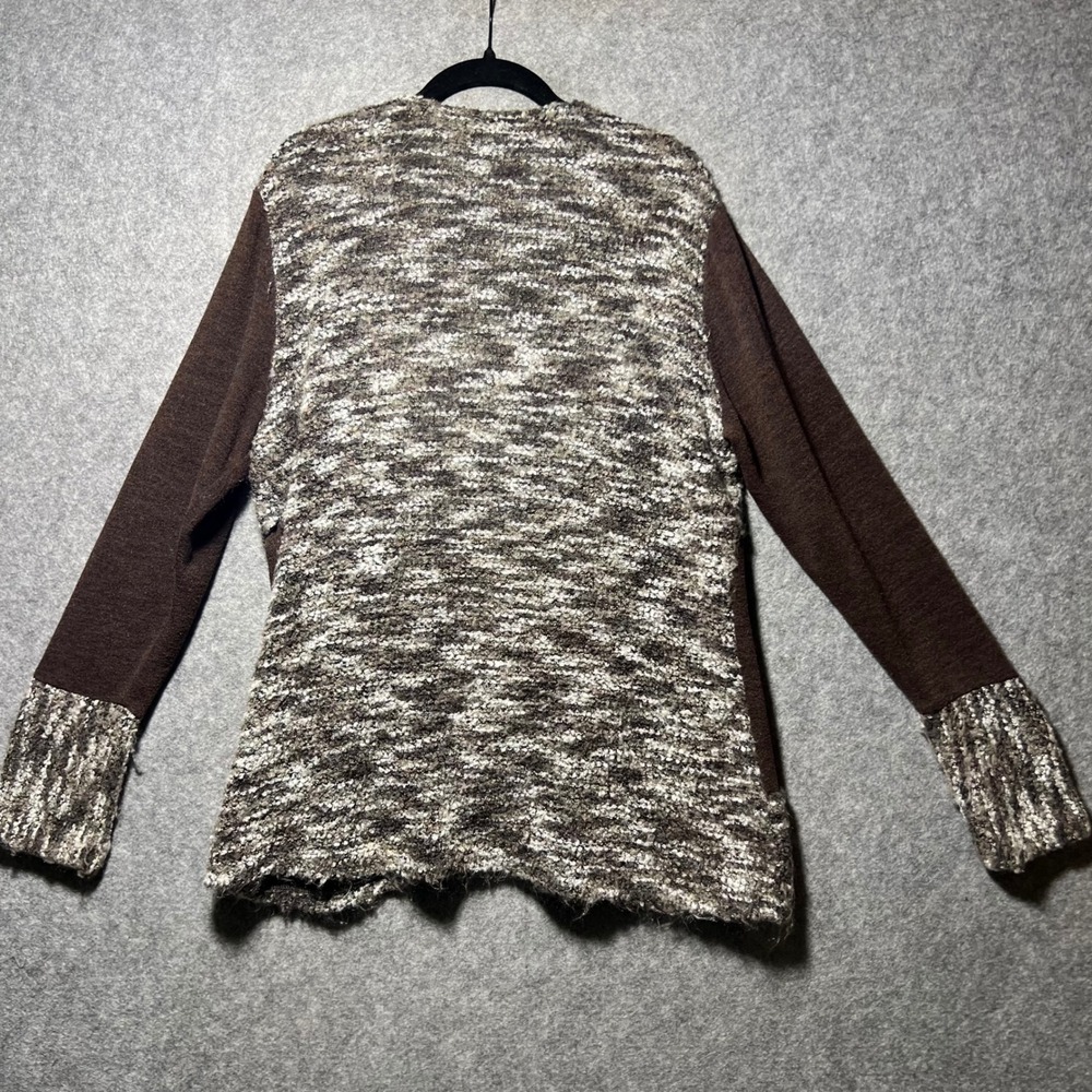 Artsy‎ Textured Knit Open Front Cardigan Boho Lagenlook L XL Brown - Picture 7 of 9